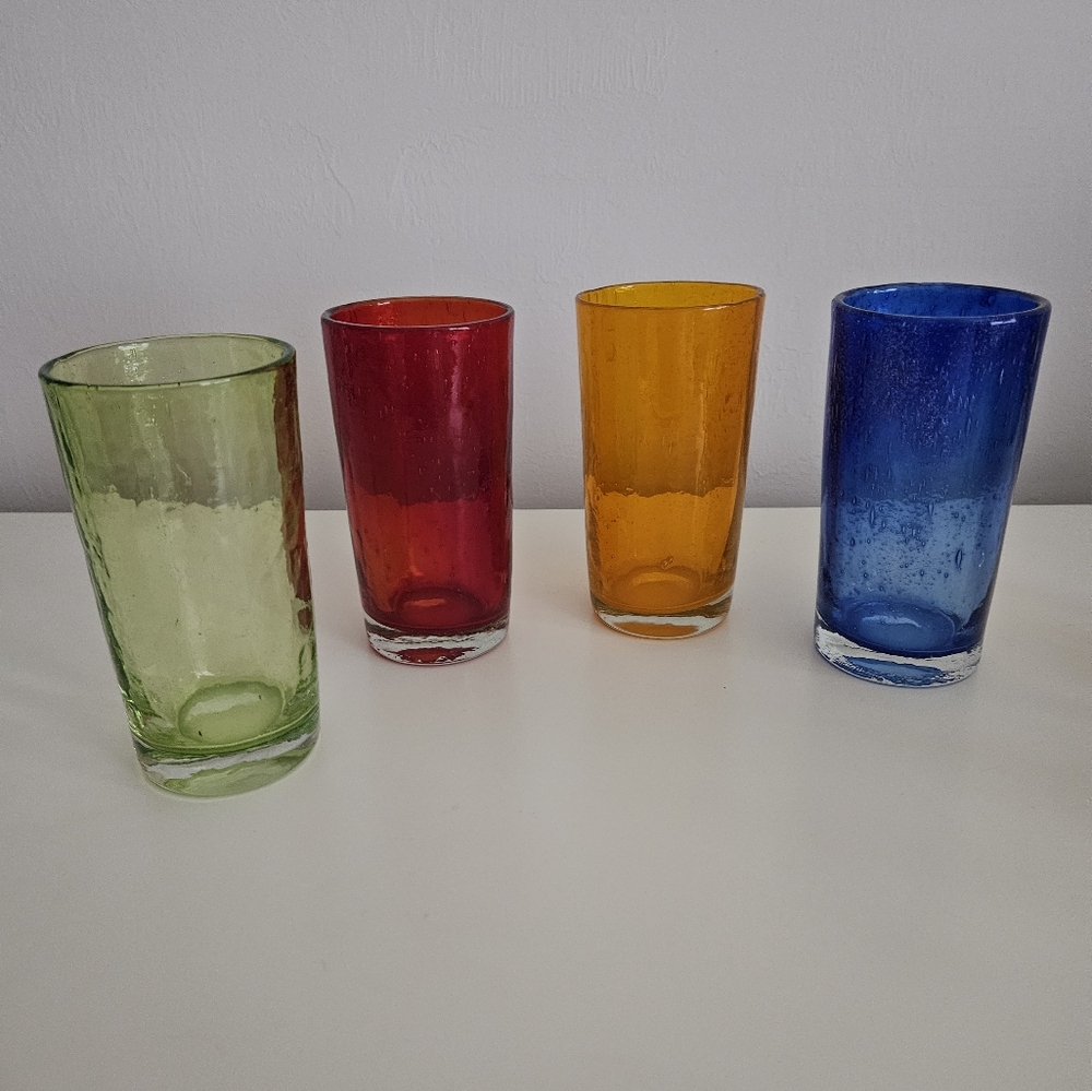 Multicolor Handblown Bubble Glasses | Set of 6 - Picture 4 of 9
